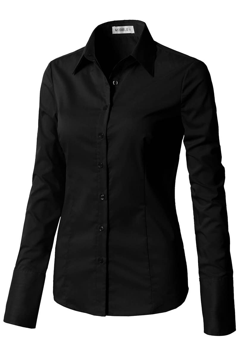 LADIES CASUAL LONG SLEEVE BUTTON UP SHIRT_CWTDSL027