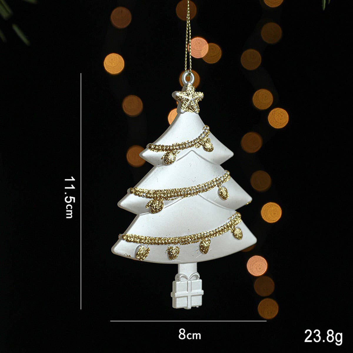 Gold Glitter Xmas Sled Santa Angel Reindeer Decor