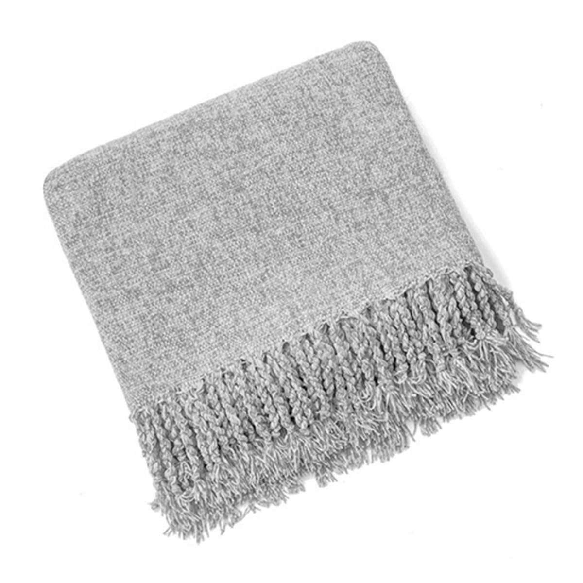 FRINGED SOFT AND WARM KNITTED BLANKET