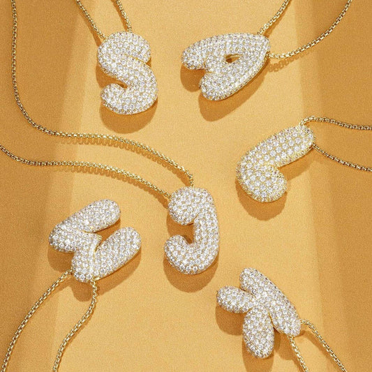 Fashionable Pendant Necklace - Zirconia Letters