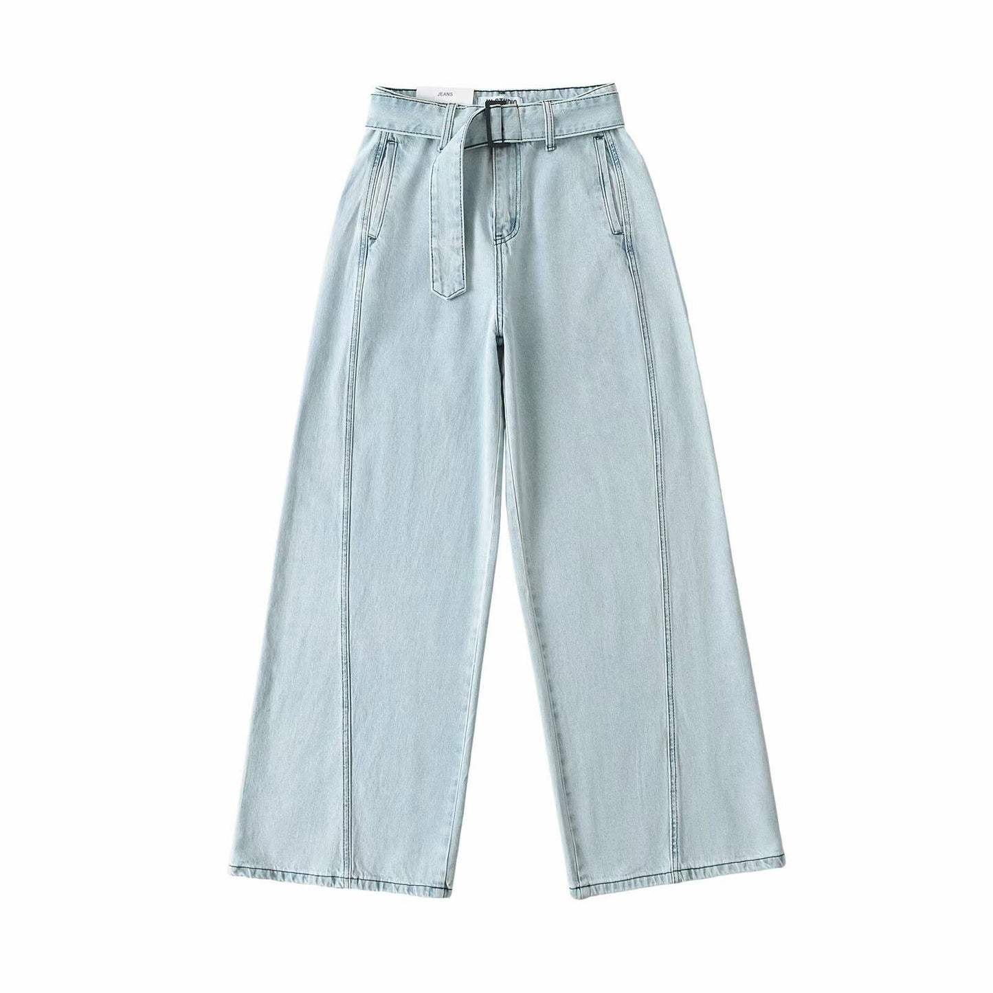 High street girls pair wide-leg jeans with belts