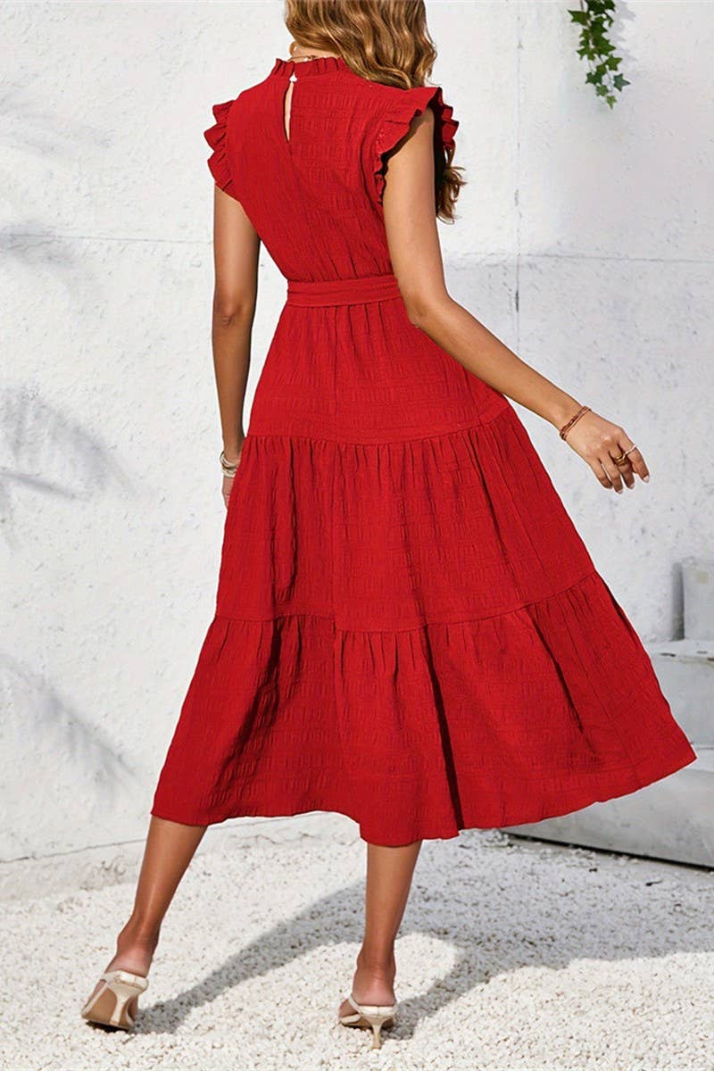 CWDMD5055_SUMMER ROMANTIC RUFFLE LONG LAYERED CAKE DRESS