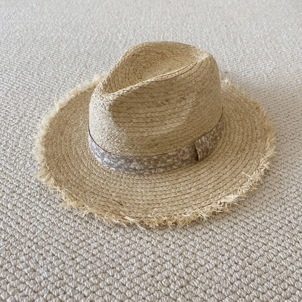 Summer large brim fur-edged straw hat_CWAH3470