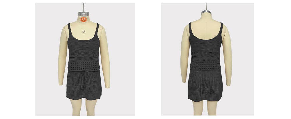 Short beach vest and fashionable knitted suit