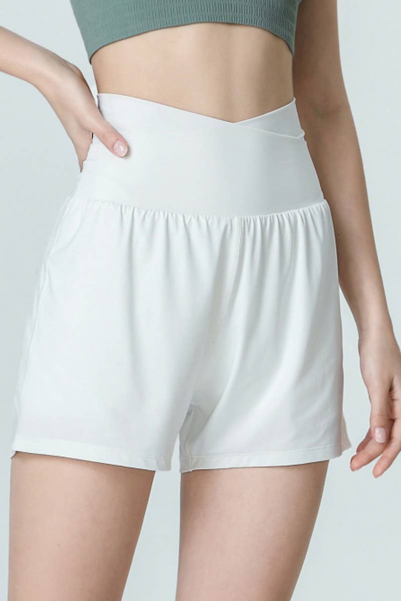 CWBSP0465_FAKE TWO-PIECE CASUAL ANTI-EXPOSURE YOGA PANTS