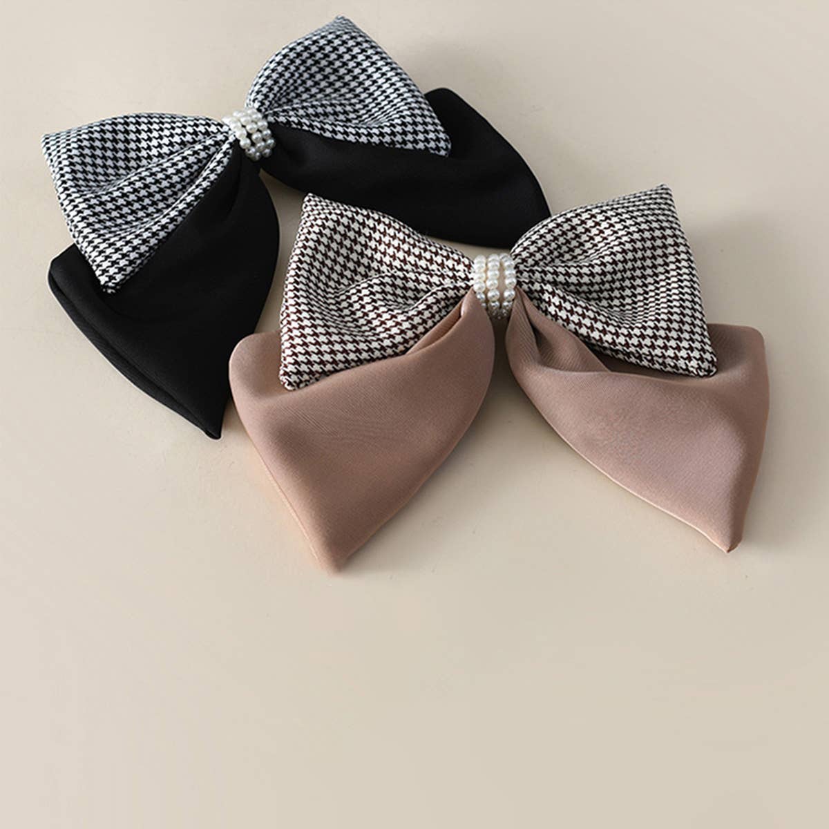 HOUNDSTOOTH FASHION BIG BOW HAIRPIN