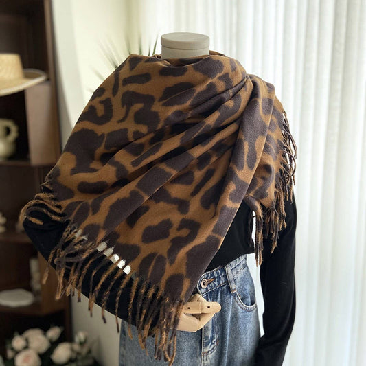 Double-Sided Leopard Print Scarf - Cozy Wrap