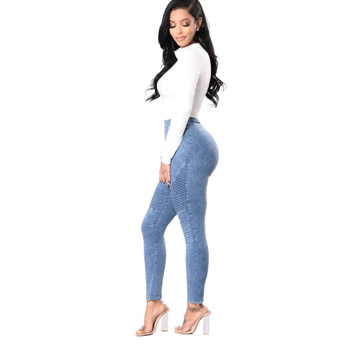 WOMENS HIGH WAISTED HIGH ELASTIC SLIM FIT JEANS_CWJP0164