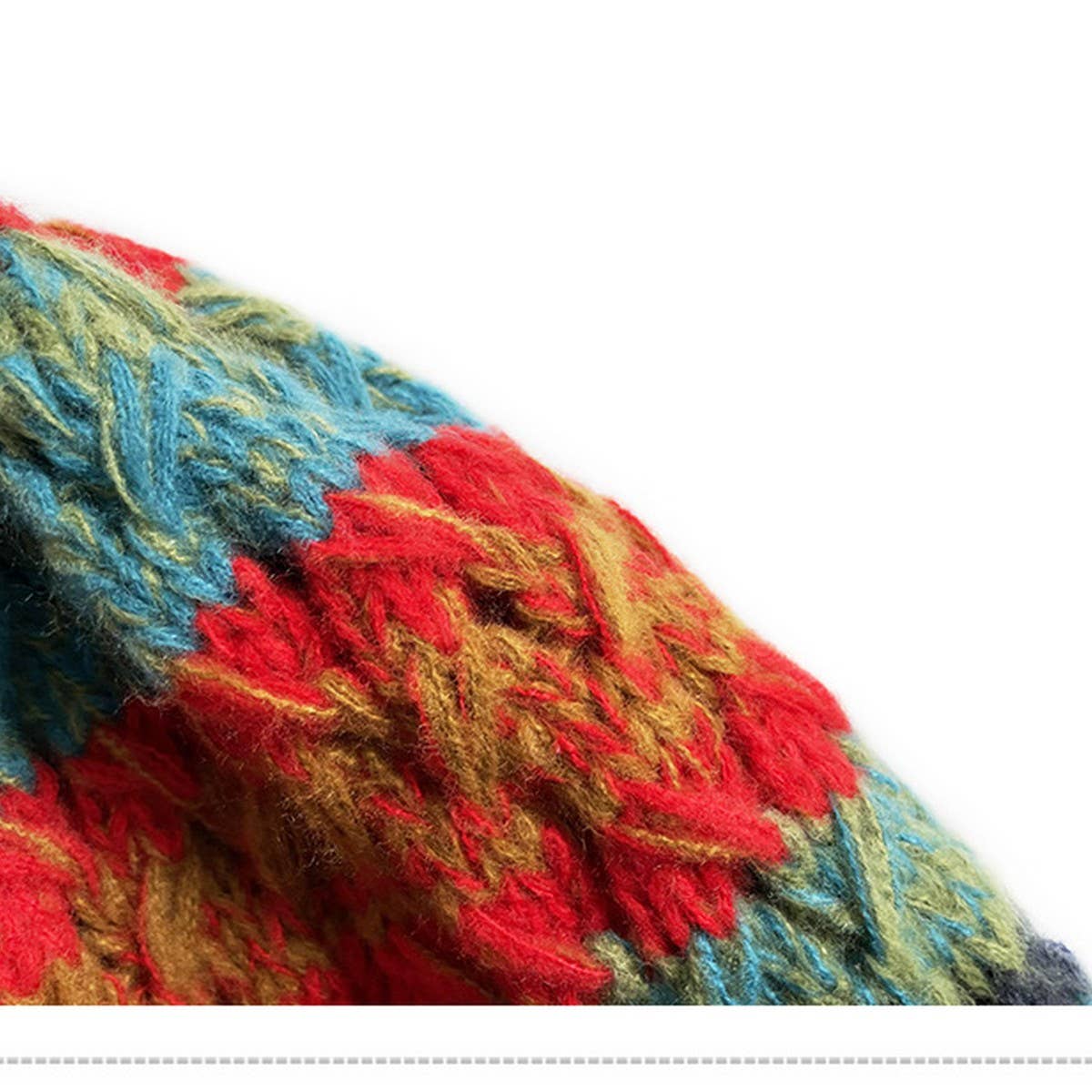 COLORFUL BALL EARFLAP LACE-UP TASSEL KNITTED HAT_CWAH2061