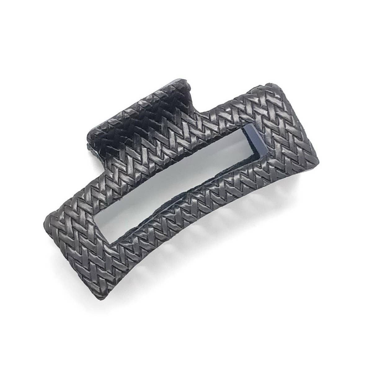 Natural Woven PU Leather Square Hair Claw