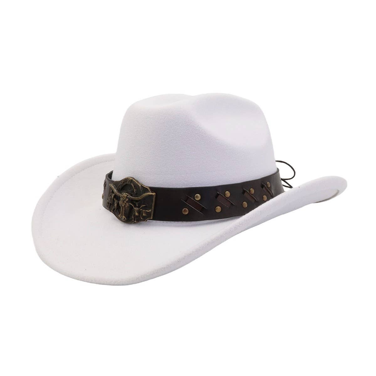 New Western Wool Fedora Hat with Ethnic Design_CWAH04499