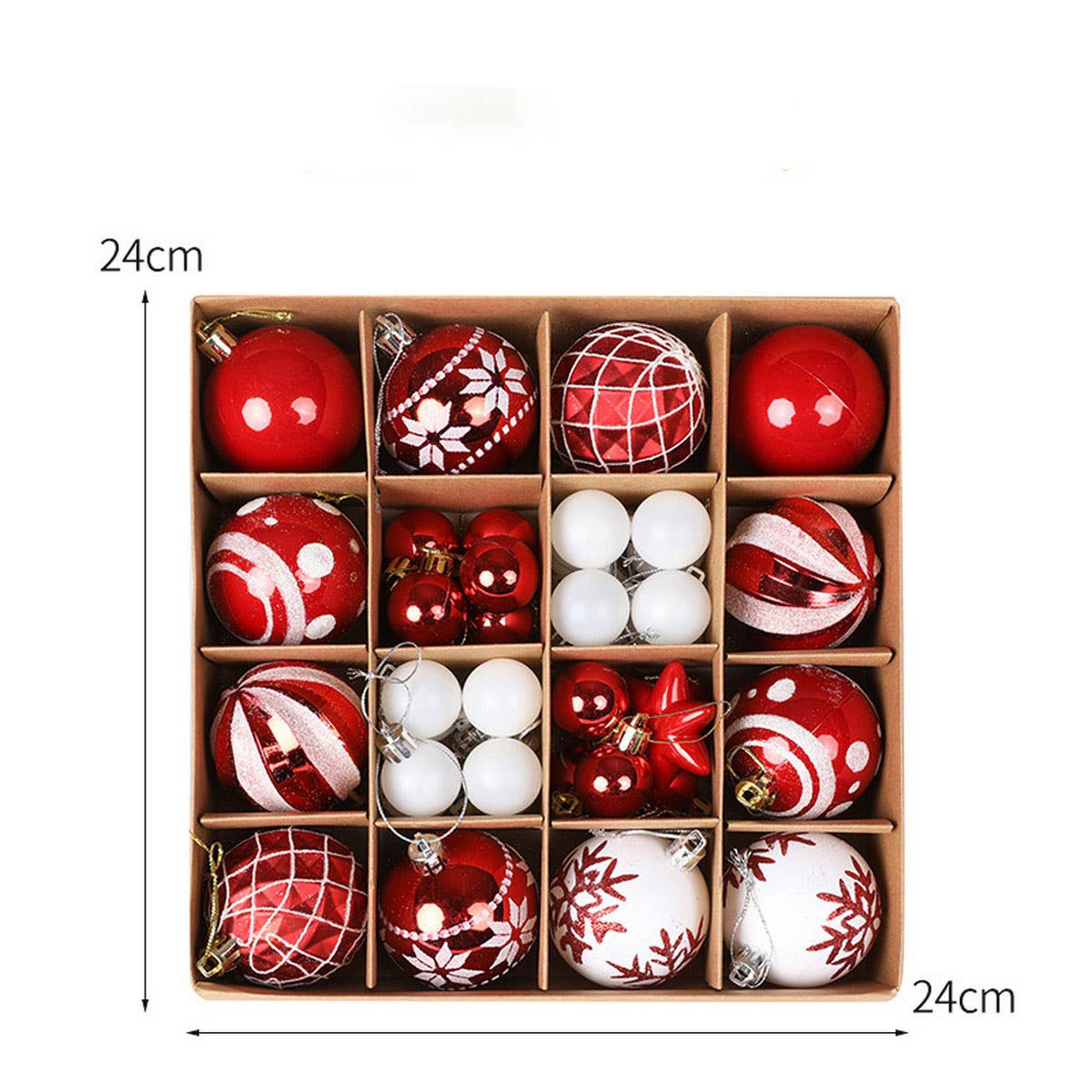 CWMM10427_36PCS CHRISTMAS TREE ORNAMENTS SHINY BAUBLES SET