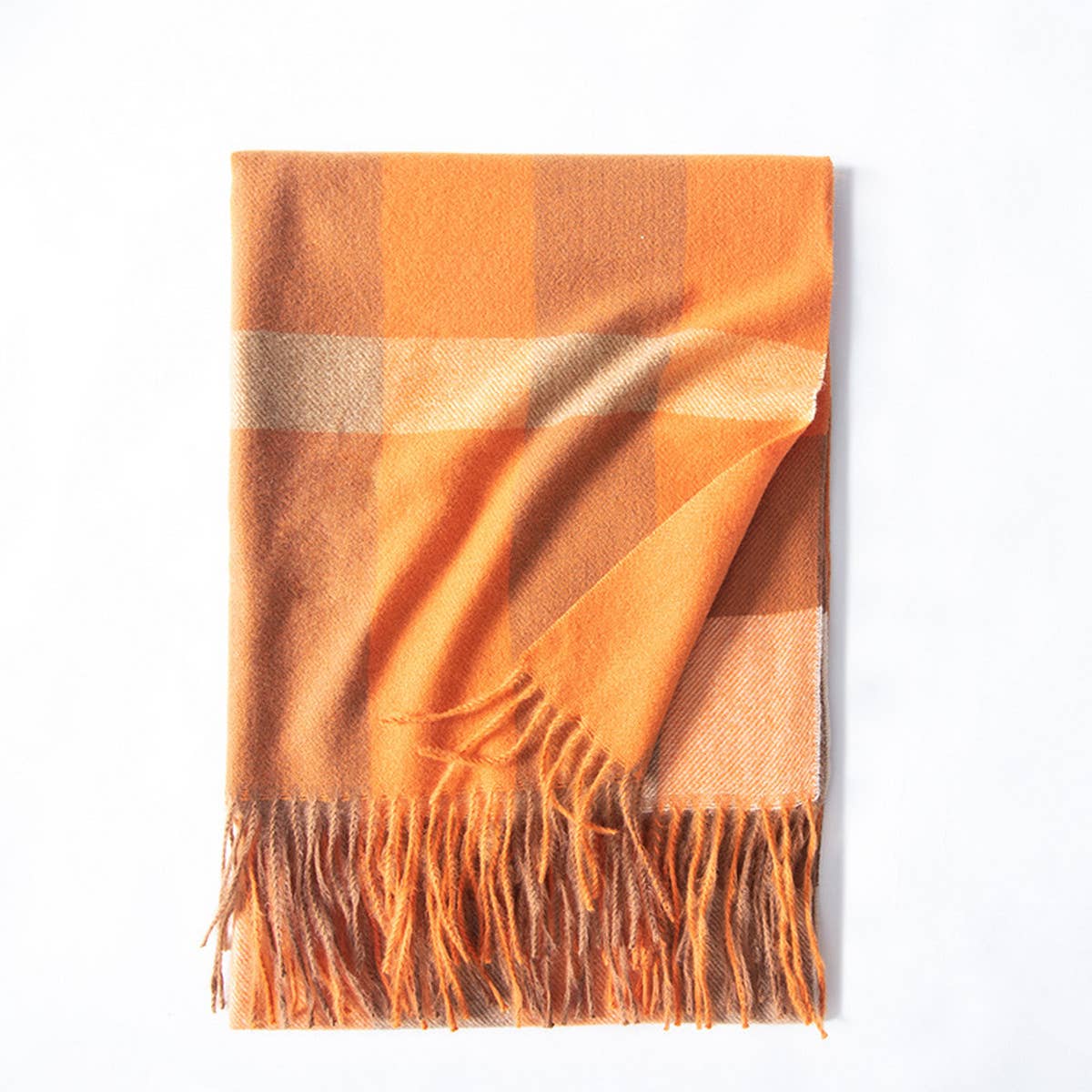 Plaid Faux Cashmere Scarf - Thick Warm Neck Wrap_CWASC0242
