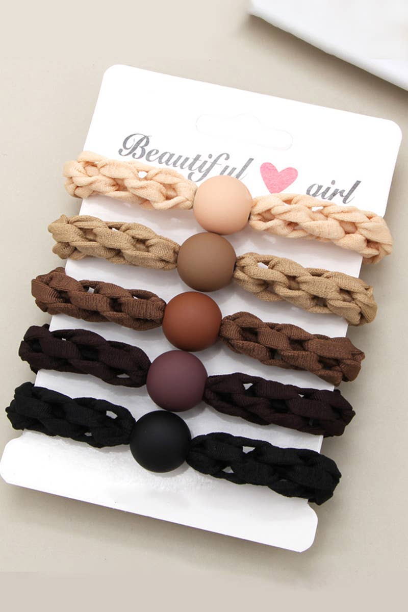 5PCS SOLID HAIR TIES ELASTIC SCRUNCHIES _CWAHA0170