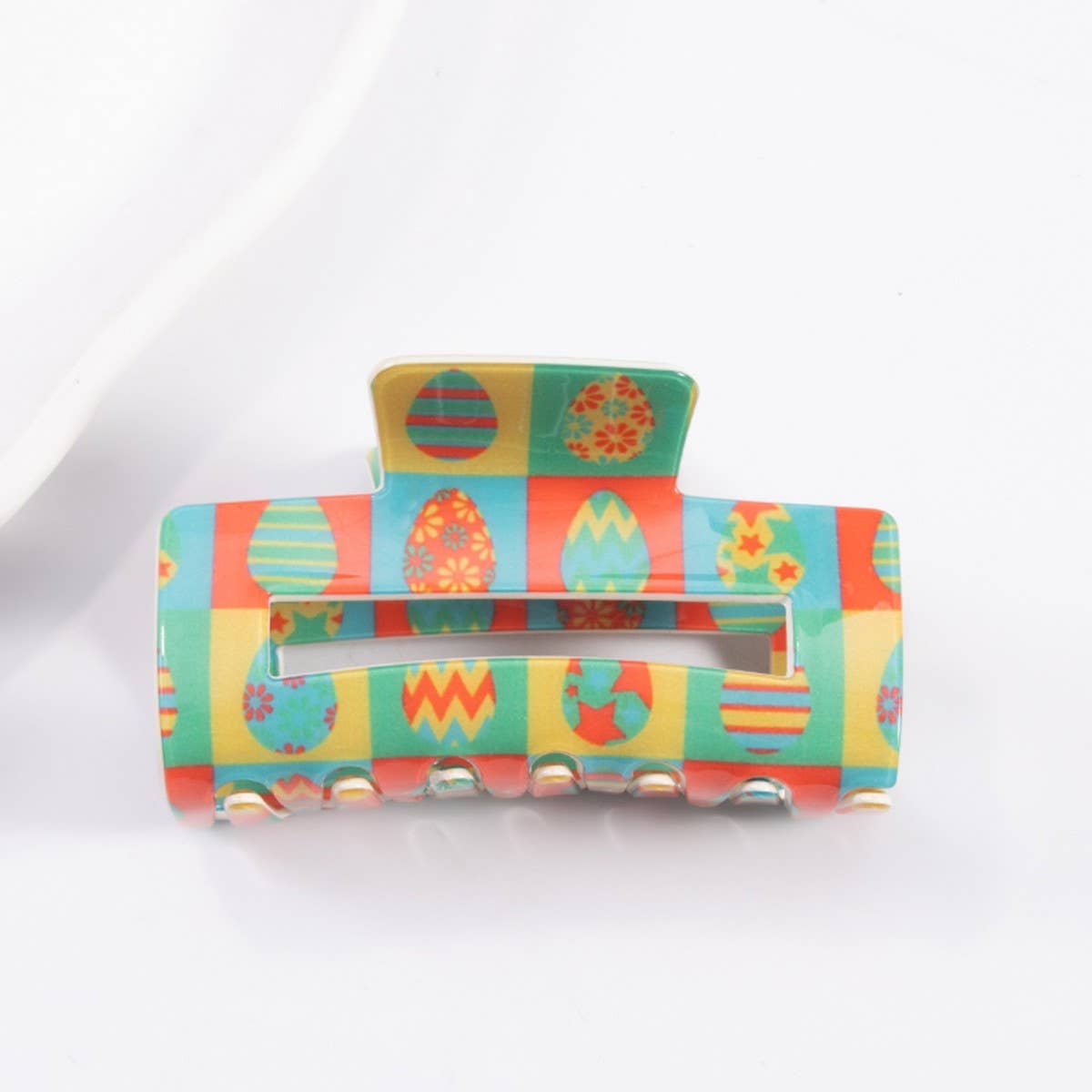 CWAHA1390_COLOR MATCHING PRINTED RECTANGLE HAIR CLAW CLIP