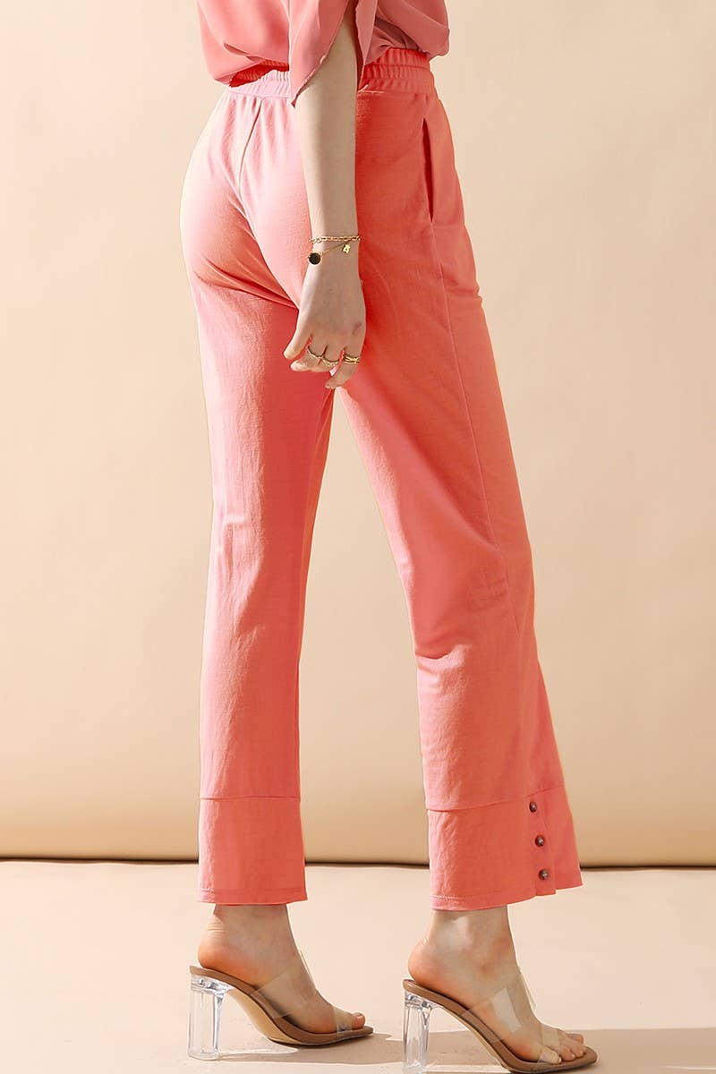 CWBLP424_BANDED LONG LEG STRAGHIT PANTS WITH POCKET