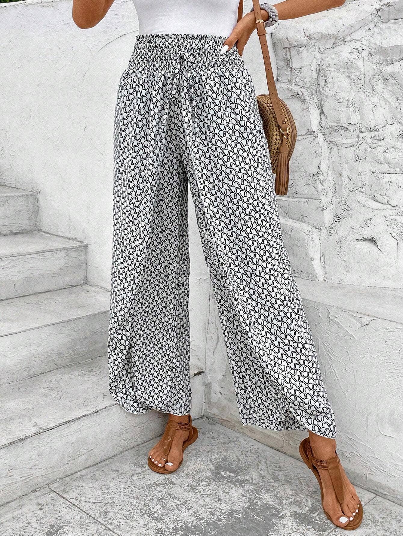 Floral side slit wide leg culottes