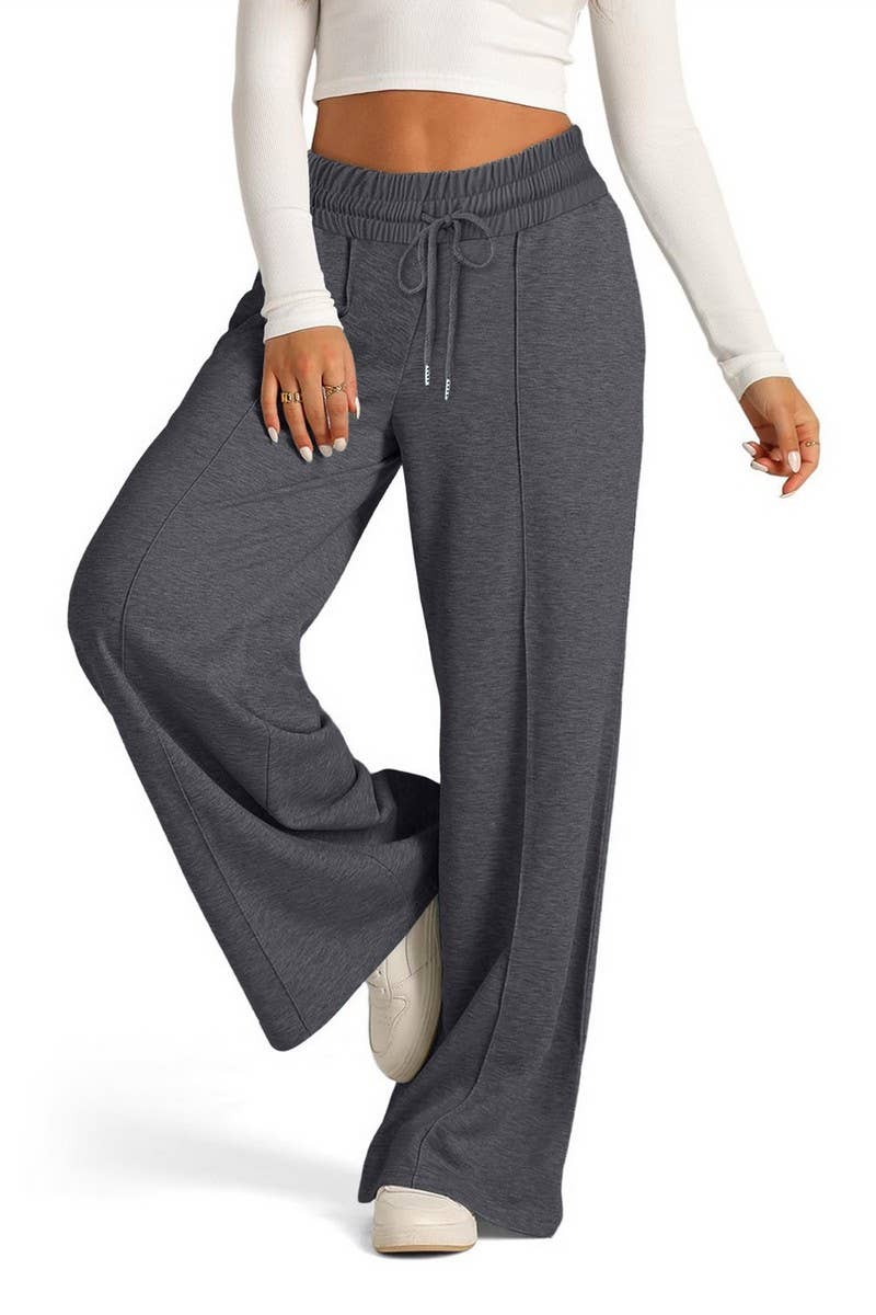 CWBLP01037_TIE WAIST SOLID WIDE LEG CASUAL PANTS