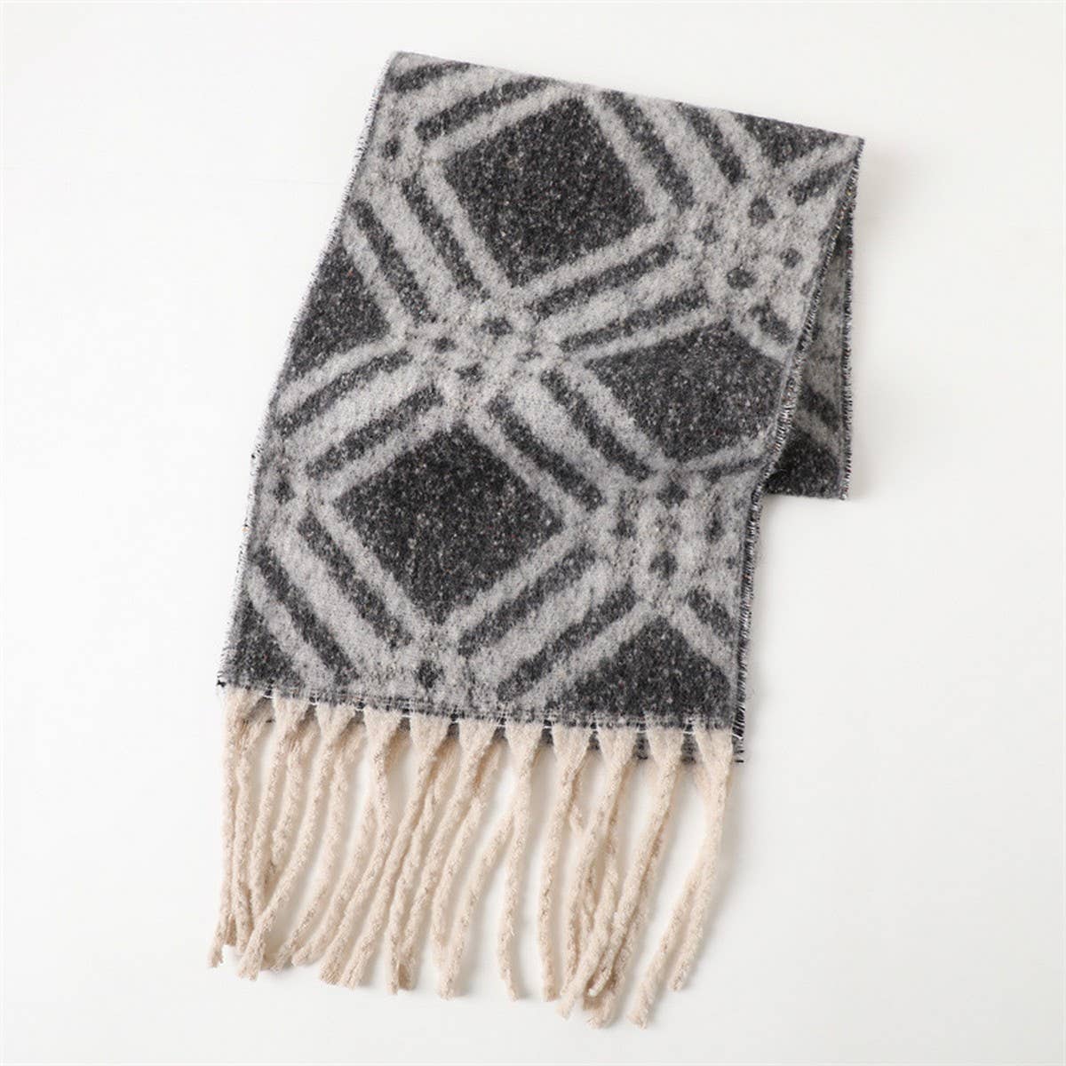 Autumn and winter geometric tassel shawl scarf_CWASC2772