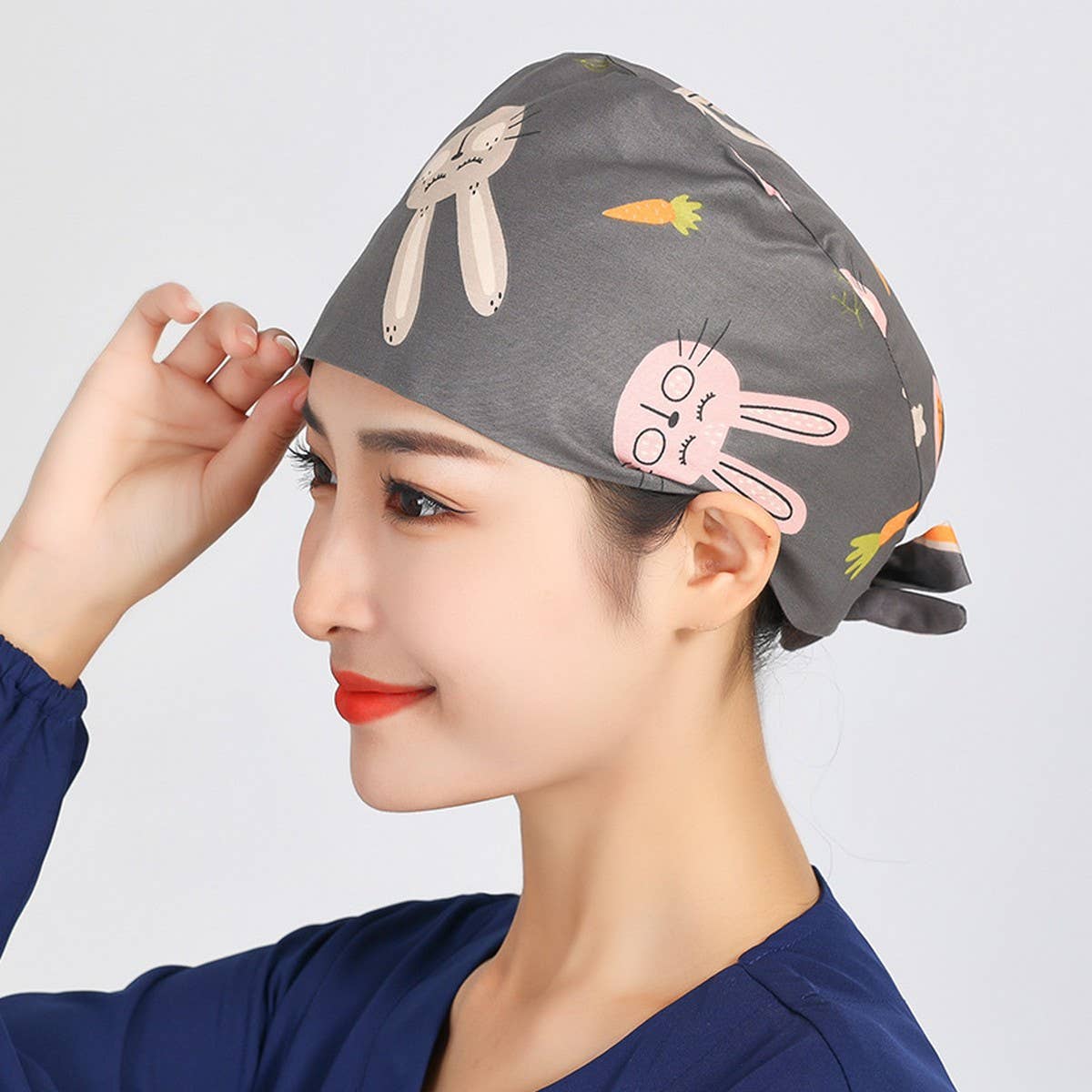 SURGICAL CAP SCRUB CAP COTTON TIE PRINT CAP_CWAH3322