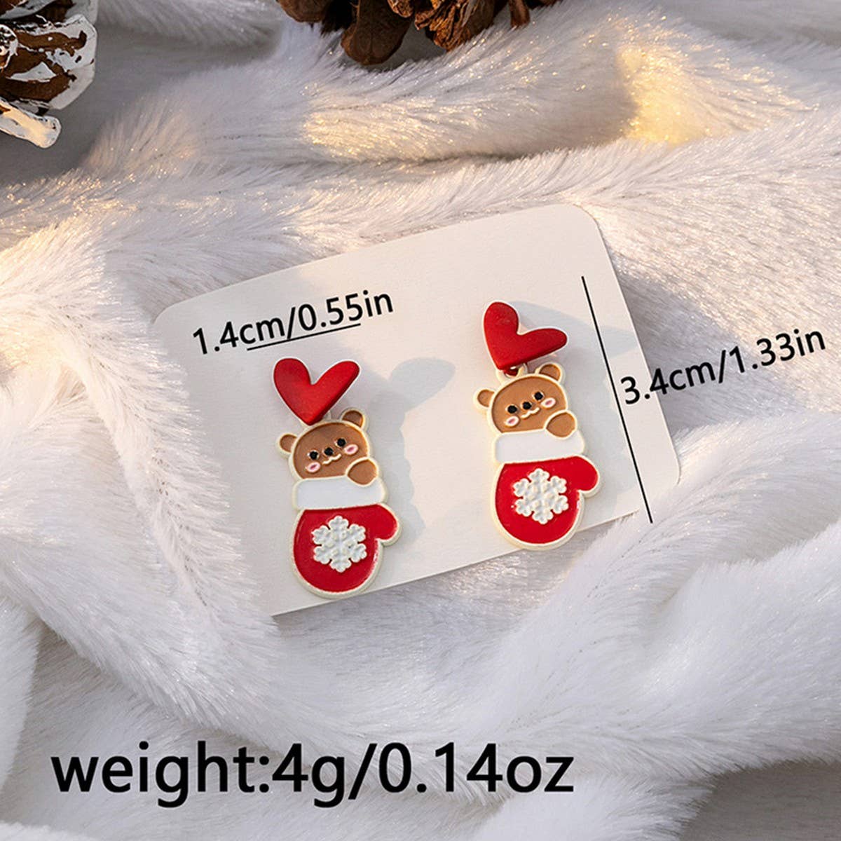 CHRISTMAS ELK BELL BOW ASYMMETRICAL EARRINGS