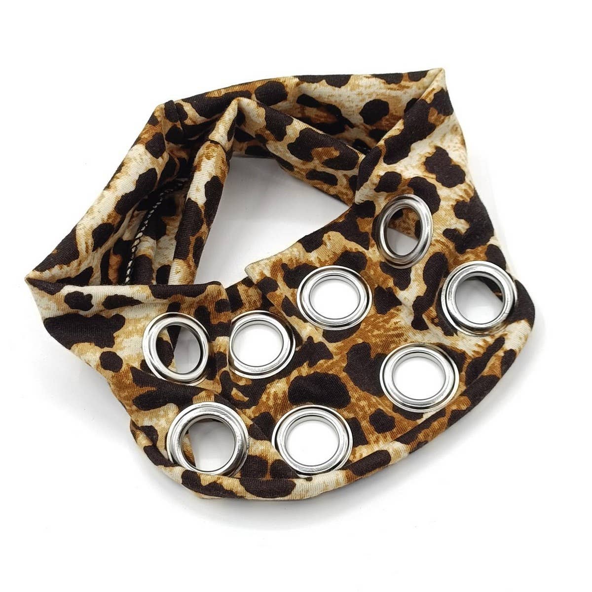 Animal Print Wide Elastic Headband with Studs_CWAHA6307