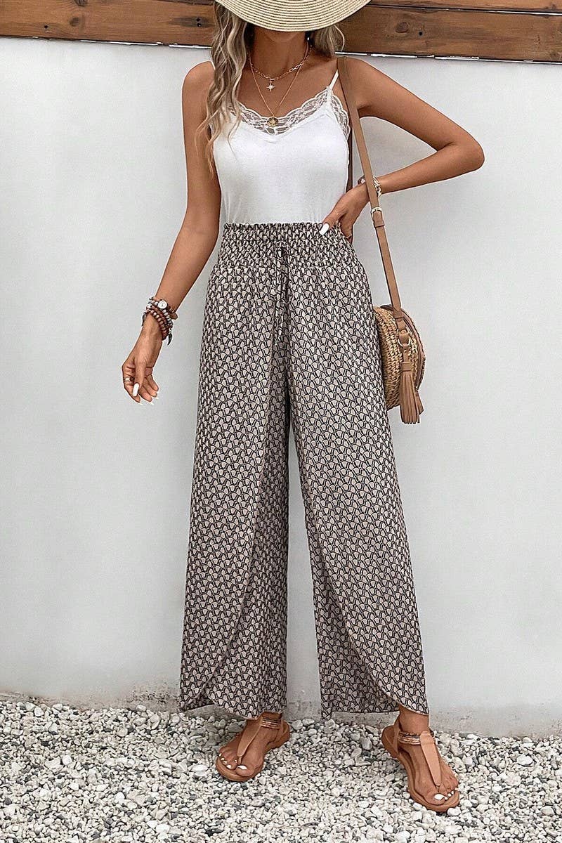 CWBLP1882_SUMMER FASHION FLORAL SIDE SLIT WIDE LEG CULOTTES