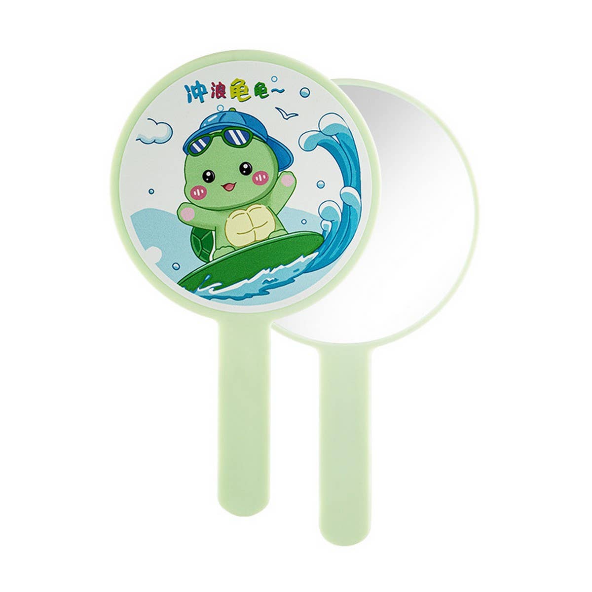 CWMM6947_CARTOON CUTE HANDHELD ROUND HANDLE MAKEUP MIRROR