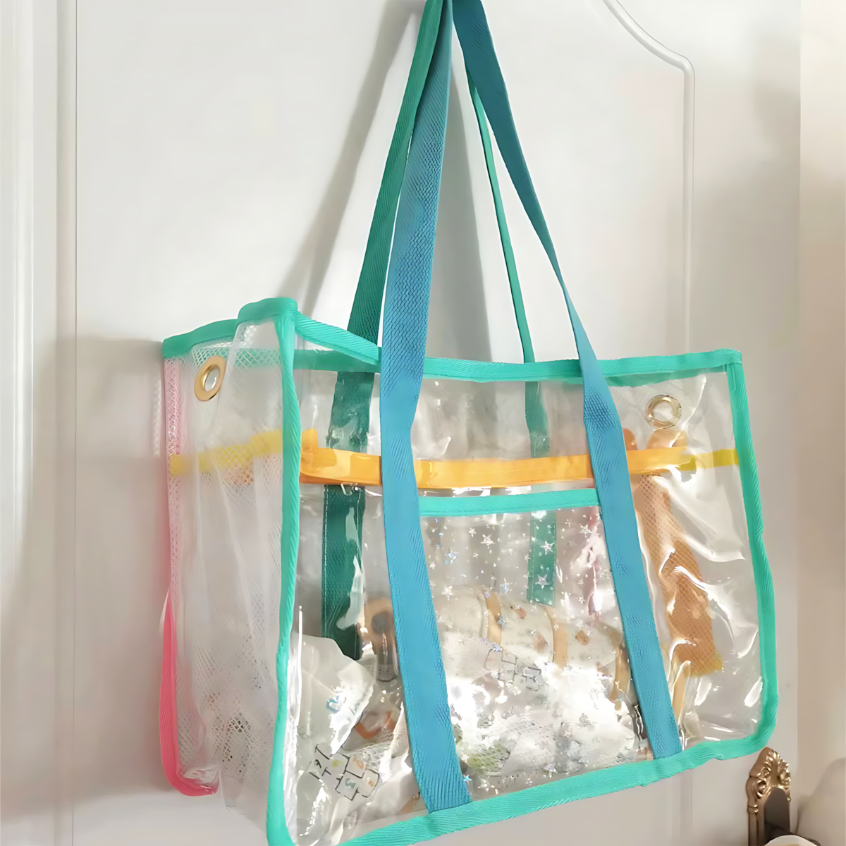Large Clear Jelly Beach Tote, Waterproof Travel Bag_CWAB1927