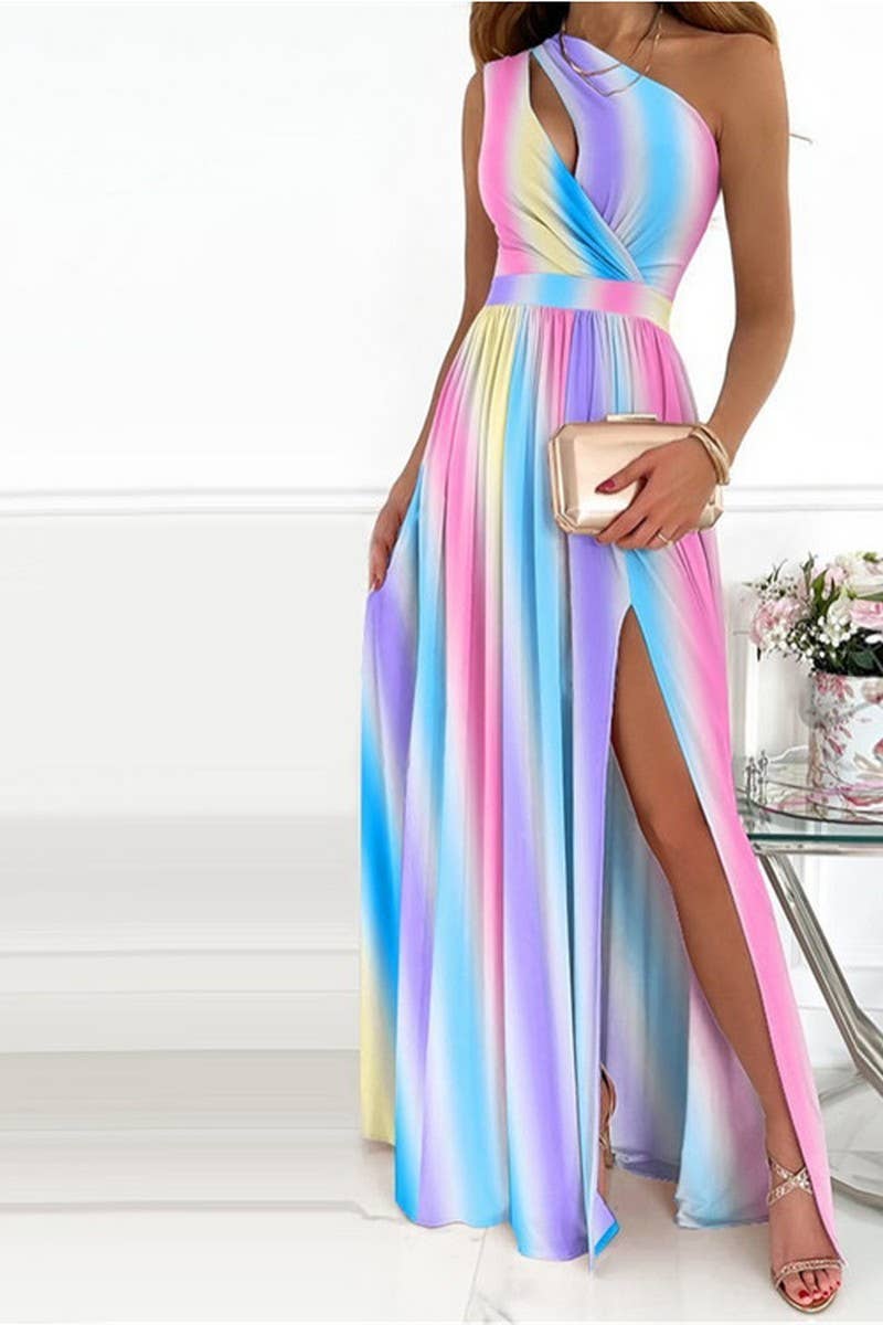 CWDMD6444_HIGH WAIST SLEEVELESS ONE SHOULDER SLIT MAXI DRESS