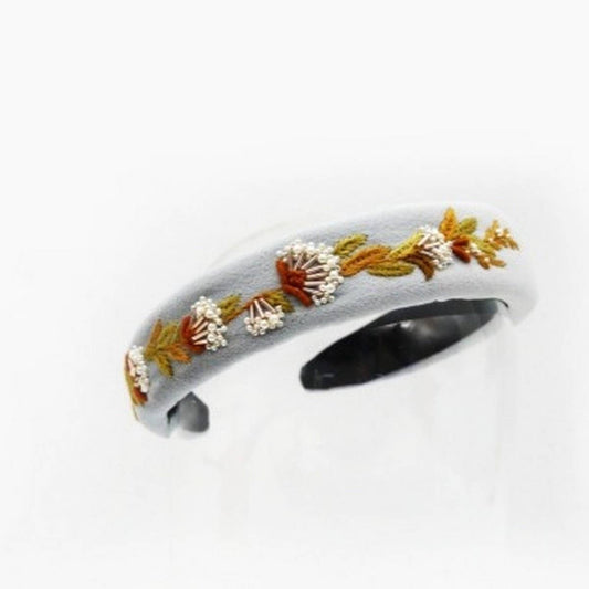 Hand-Embroidered Pearl Vine Flower Headband Vintage