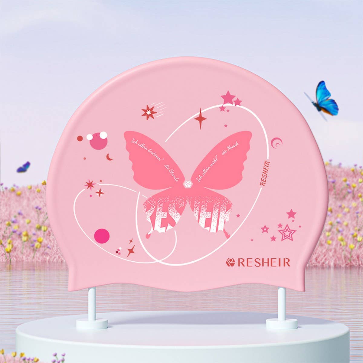 Women's Silicone Swim Cap, Long Hair, Ear Cover