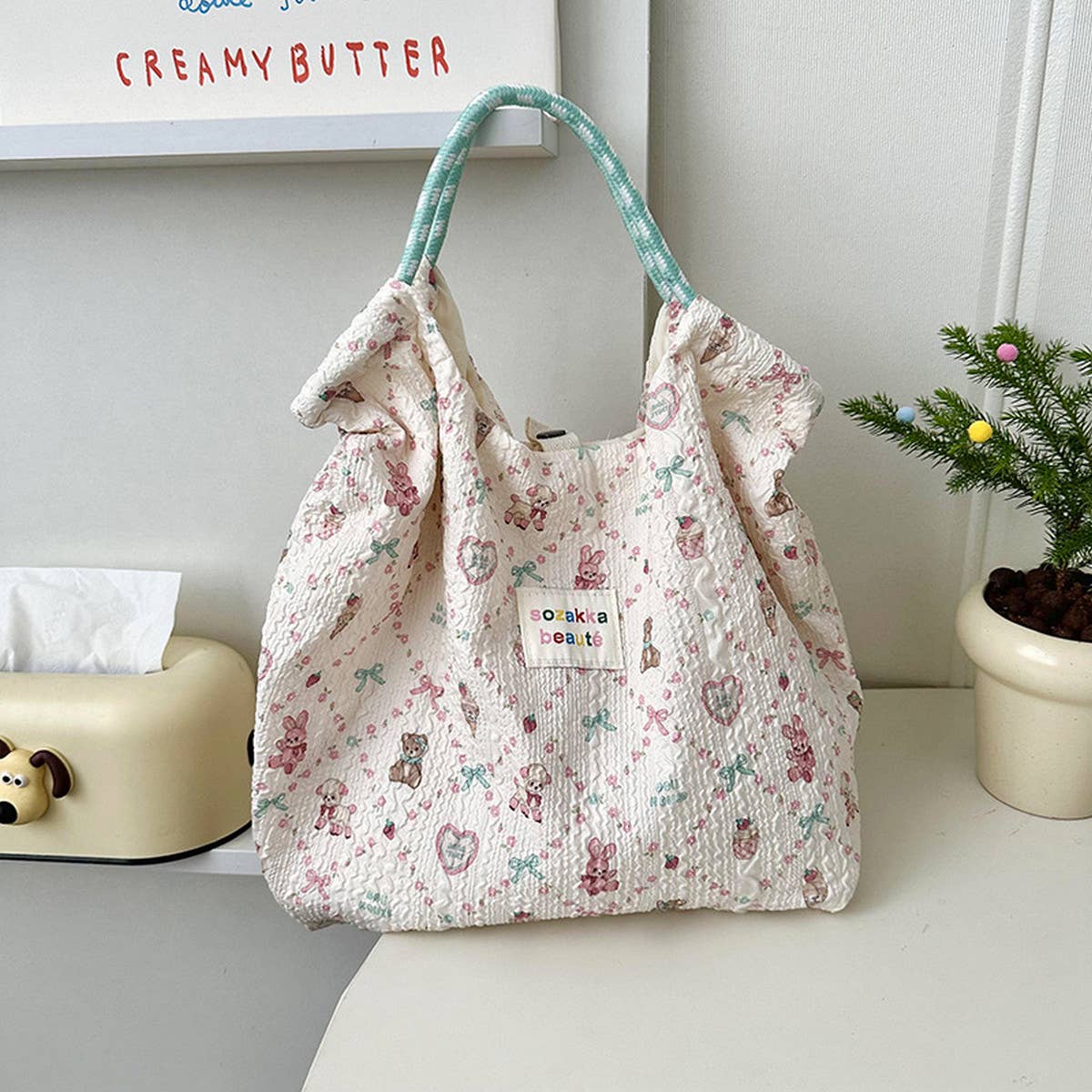 2024 NEW EMBOSSED CUTE SWEET CANVAS BAG_CWAB3080