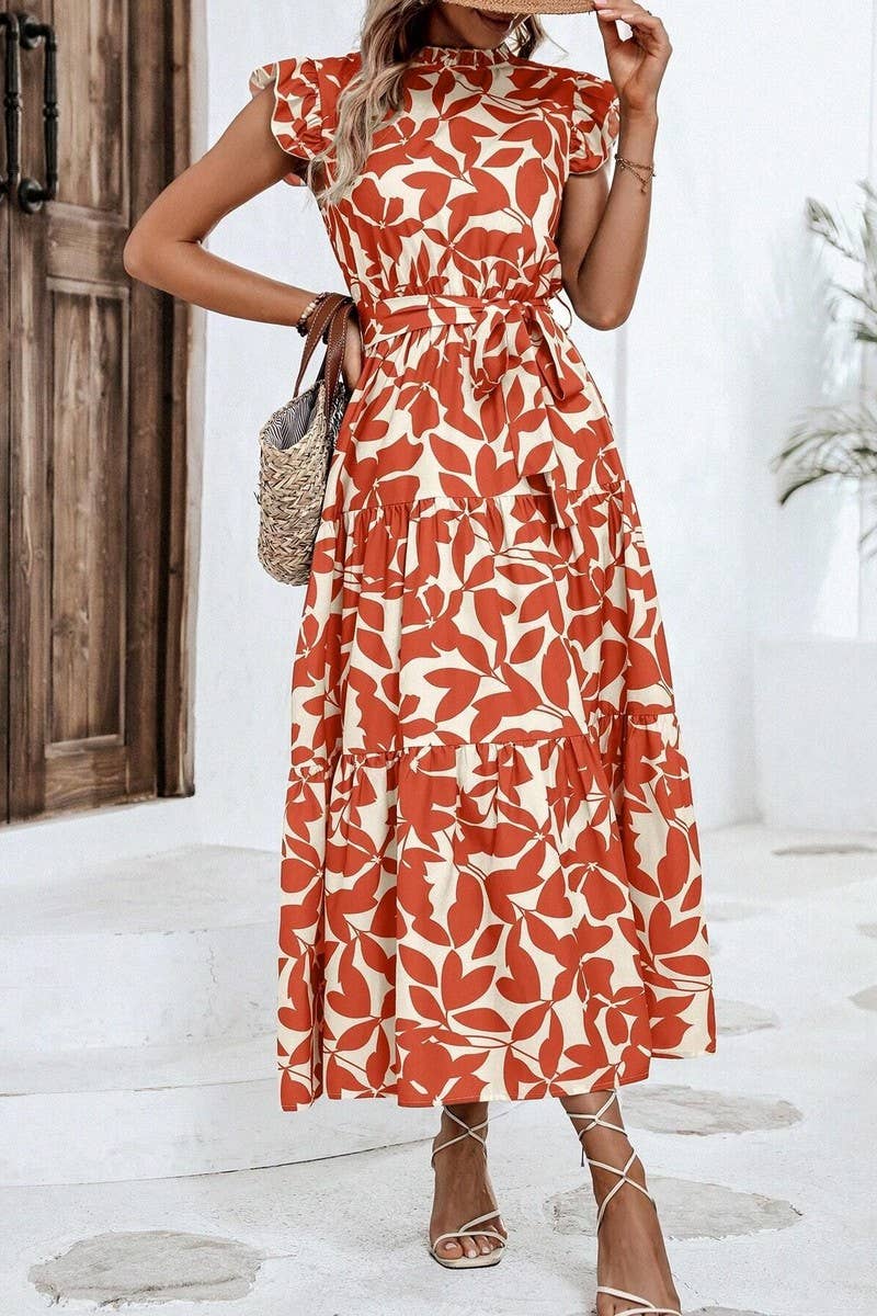 CWDMD4953_SUMMER RUFFLED FASHIONABLE PRINT FAIRY DRESS