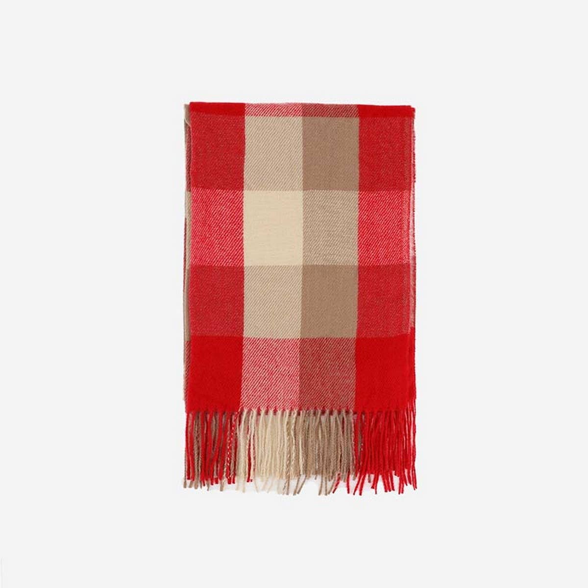 Faux Cashmere Plaid Scarf with Tassels for Men