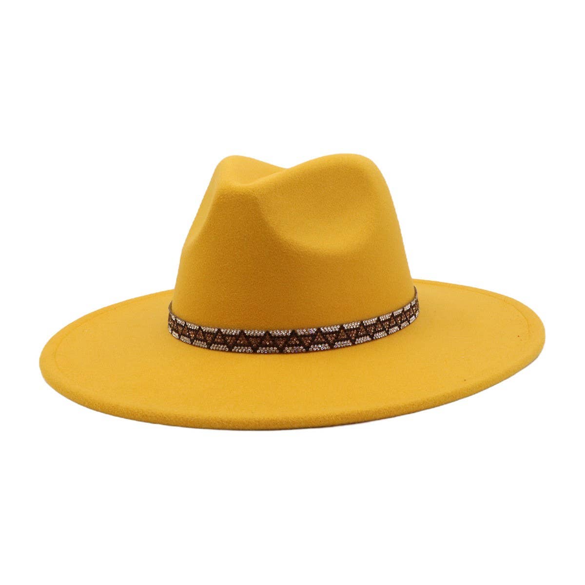 Heart Top Wide Brim Wool Blend Fedora Hat for All_CWAH04378