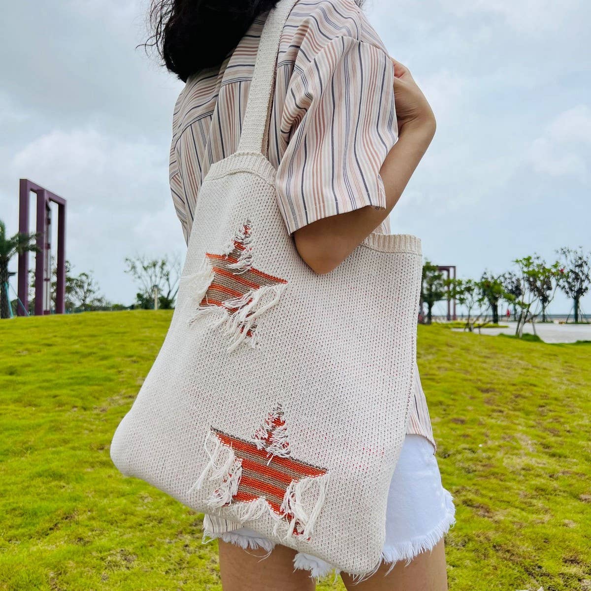 CWAB5067_LARGE CAPACITY HAND-CROCHETED SHOULDER BAG