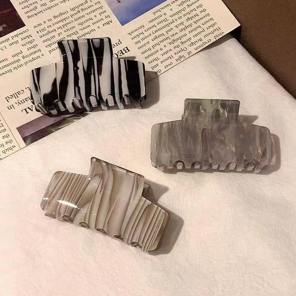 Ink-Style Acetate Hair Claw, Summer Square Clip