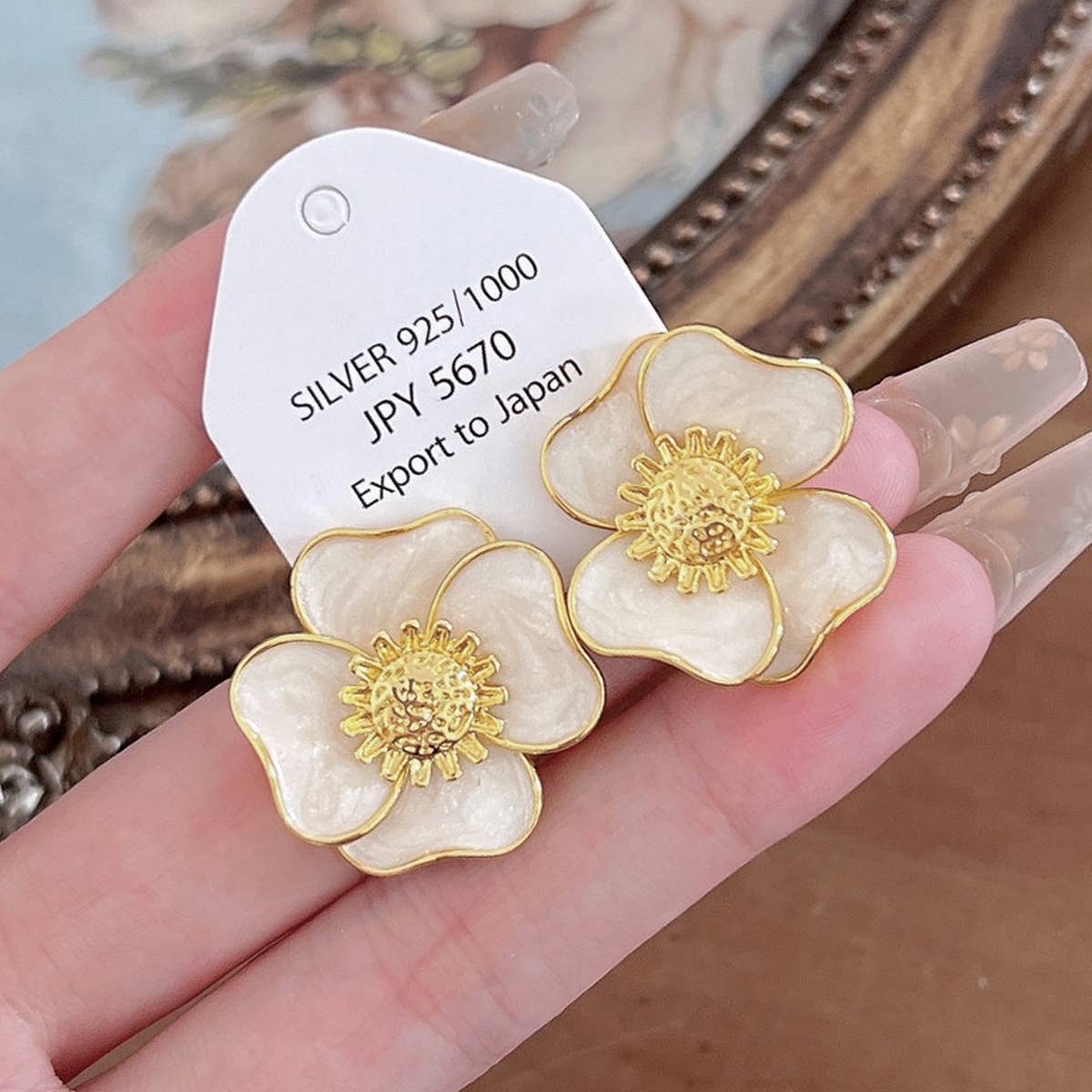 PEACH BLOSSOM 3D FLOWER EARRINGS_CWAJE2033