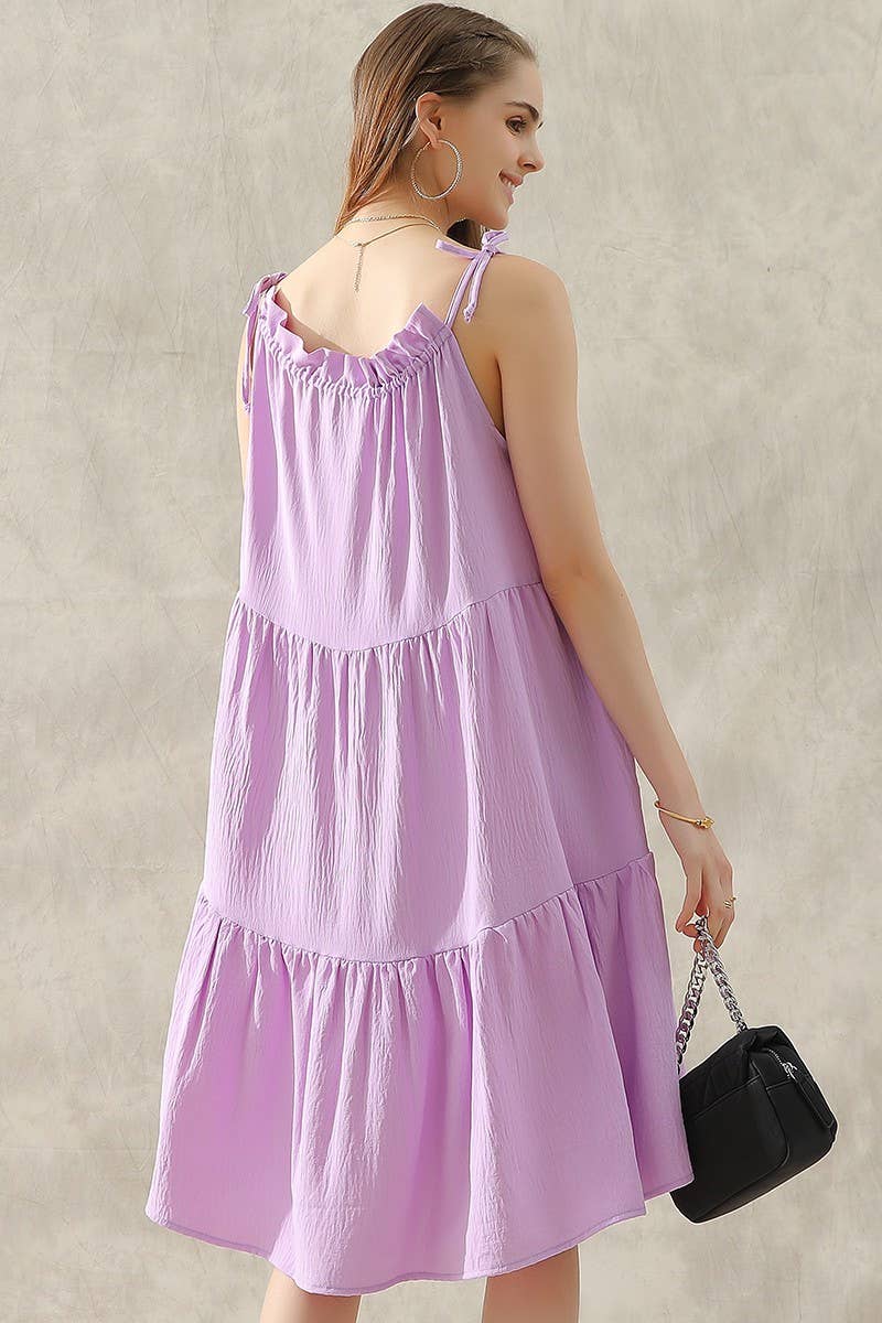 CWDSD10415_SHOULDER BOW TIE PRAIRIE DRESS