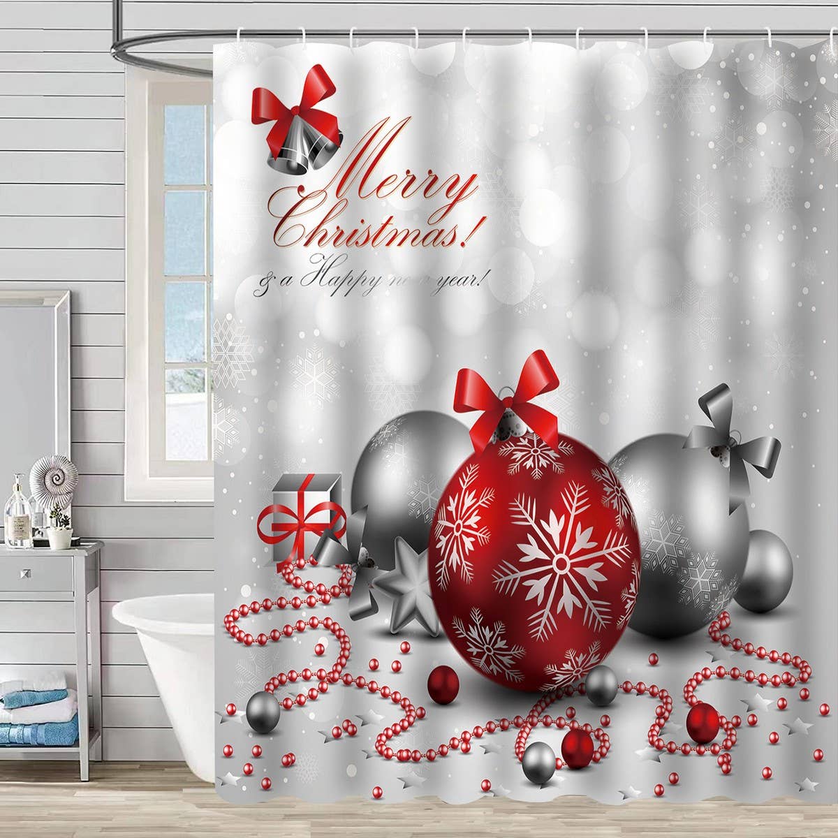 HOT SALE CHRISTMAS WATERPROOF SHOWER CURTAIN