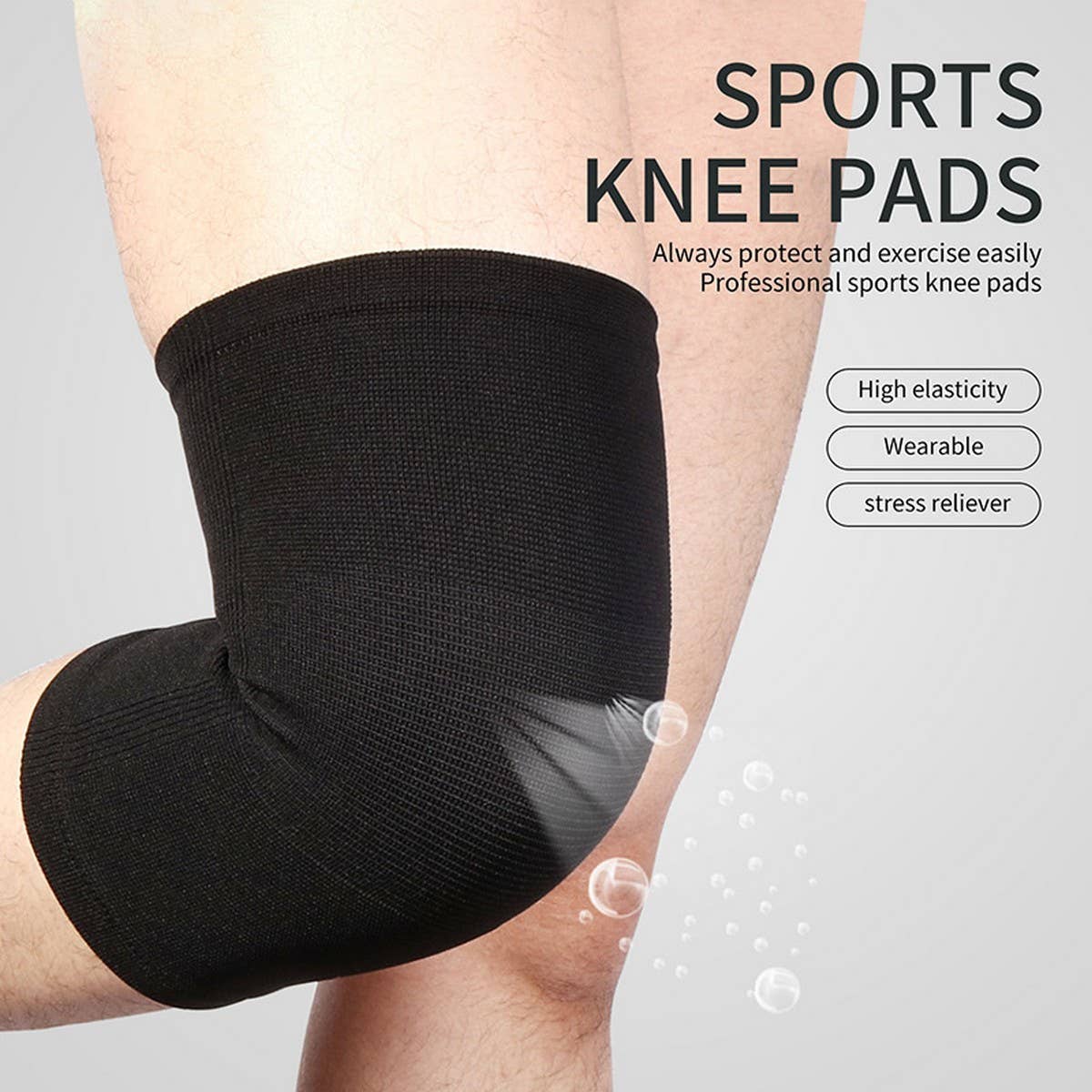 Four-Way Stretch Black Knee Sleeve for Sports