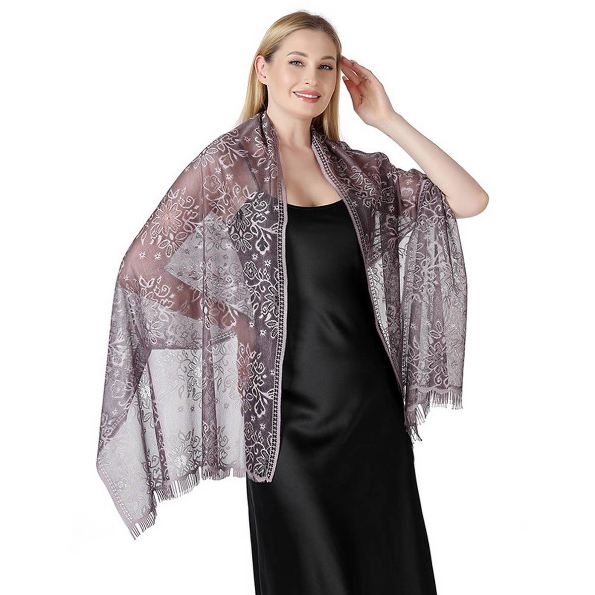 Floral Lace Tie-Dye Shawl ? Bridal Evening Wrap
