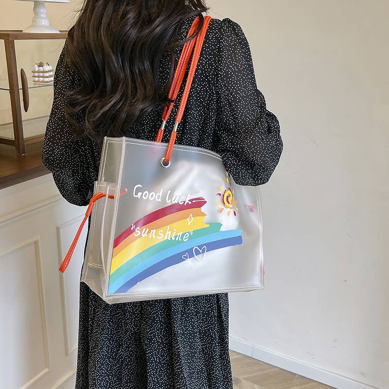 Fashionable pvc transparent jelly tote bag