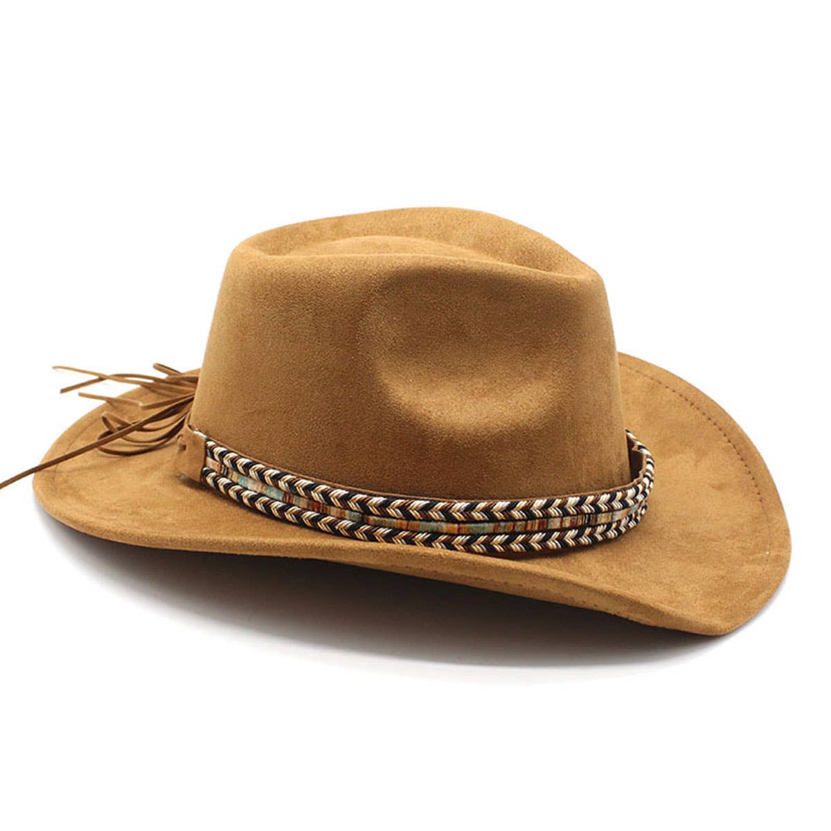 Faux Suede Cowboy Hat with Braided Band Unisex_CWAH2504