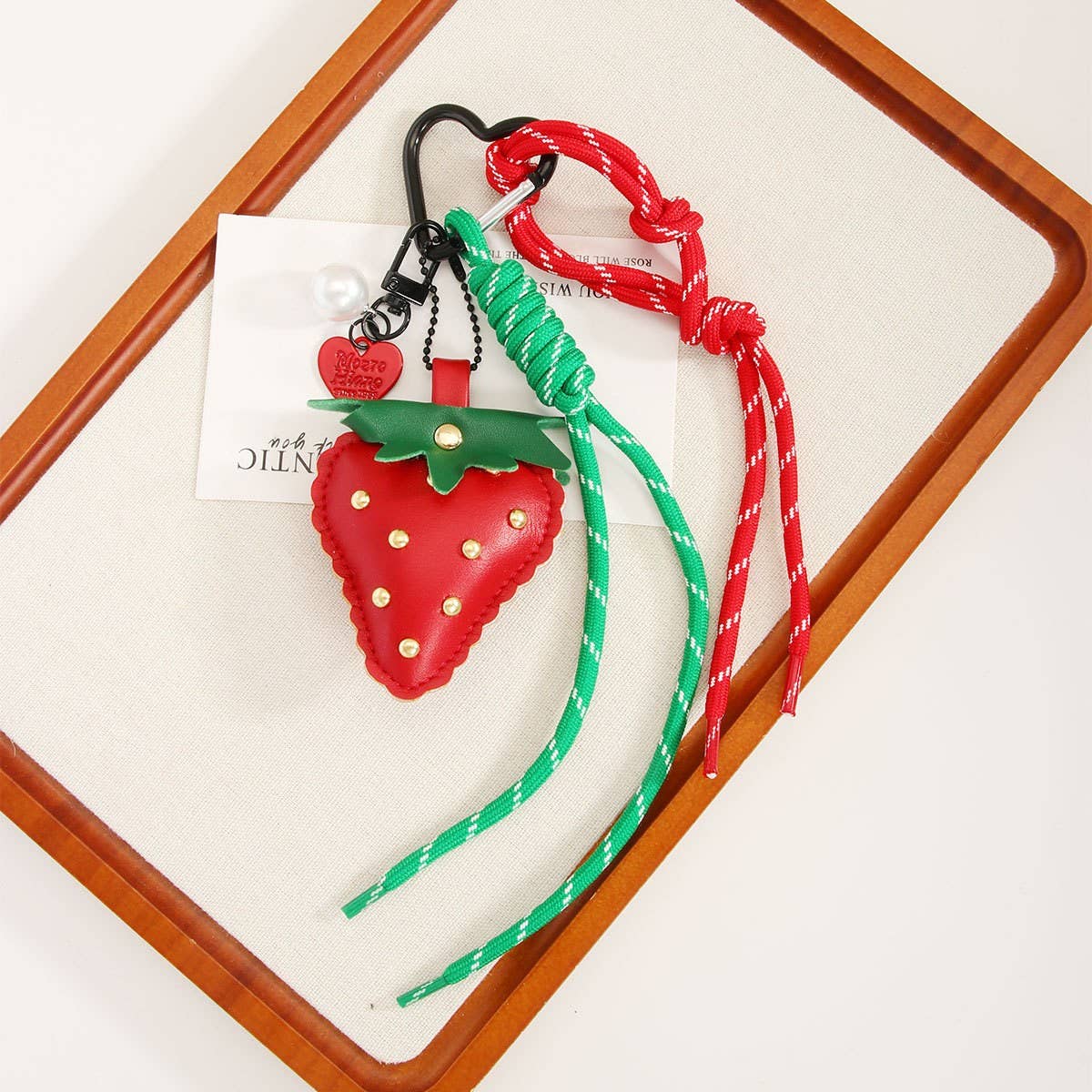 Strawberry Keychain ??Leather Heart Bag Pendant_CWMM7569
