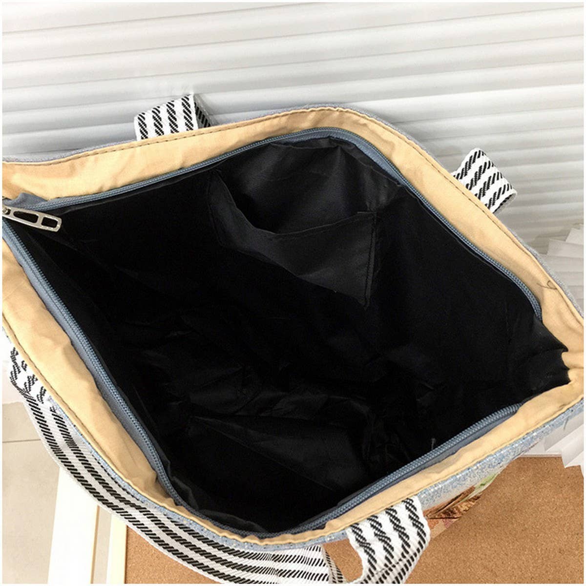 CUTE CAT EMBROIDERED CANVAS SHOULDER BAG TOTE BAG_CWAB1676