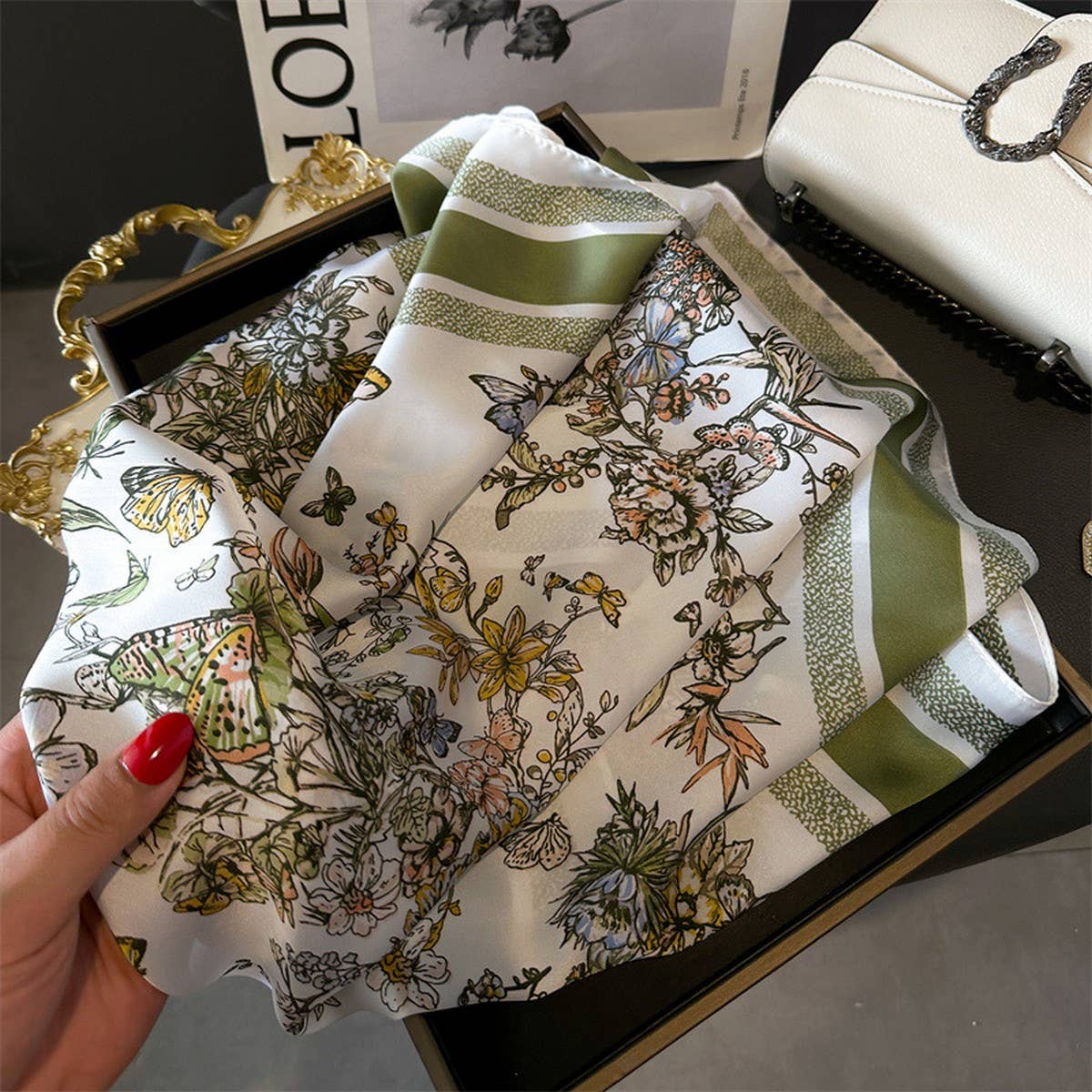 Silky Butterfly Print Scarf ? Hair & Neck Accessor