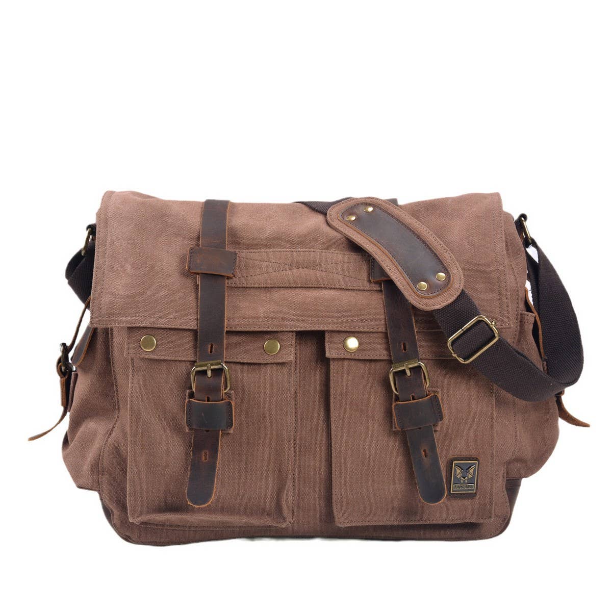 Vintage Canvas Leather Laptop Satchel for Men_CWAB5567