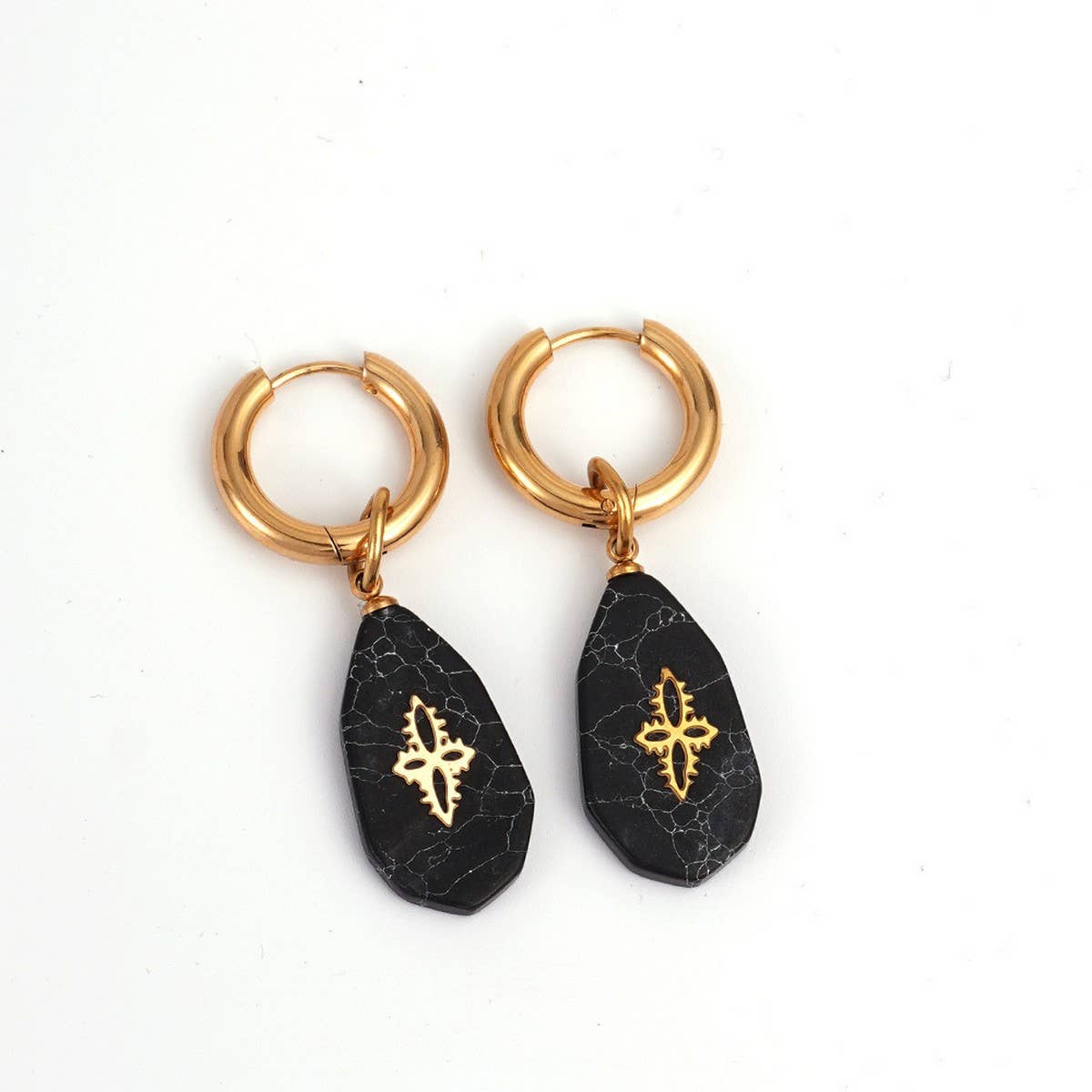 Vintage Steel Necklace & Earrings with Stone